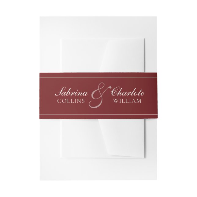 Elegant Burgundy & Ivory Wedding Einladungsbanderole (Vorderseite Beispiel)