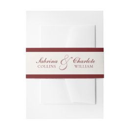 Elegant Burgundy & Ivory Wedding Einladungsbanderole