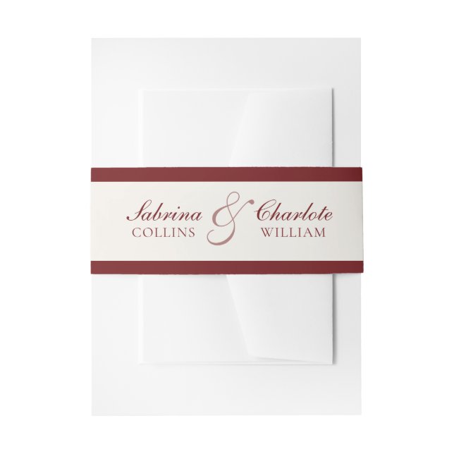 Elegant Burgundy & Ivory Wedding Einladungsbanderole (Vorderseite Beispiel)