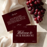 Elegant Burgundy & Ivory Wedding Welcome Card Einladung<br><div class="desc">Greet your guests in style with this elegant ivory and burgundy wedding welcome card. Featuring a clean ivory background paired with refined serif and flowing script typography in a deep wine-red hue, this design creates a timeless and sophisticated first impression. Fully customizable — personalize with your wedding date, location, and...</div>