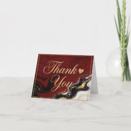 Elegant Burgundy Marble & Gold Thank You  Karte