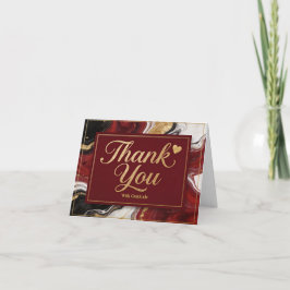 Elegant Burgundy Marble & Gold Thank You  Karte