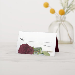 Elegant Burgundy Maroon Rose Wedding Write-In Platzkarte