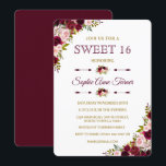 Elegant Burgundy Marsala Floral Sweet 16 Einladung<br><div class="desc">Burgund Marsala Floral Fall Sweet 16 Einladung. Elegante Einladungs-Suite mit bezaubernder marsala Blumenecke,  Herzpfeilen mit Blumenstrauß als Trenner,  wunderschönen Schriftart. Verwenden Sie das Tool Anpassen,  um Ihre Informationen hinzuzufügen. Für mehr,  besuchen Sie bitte meine elegante Marsala Floral Invitation Suite.</div>
