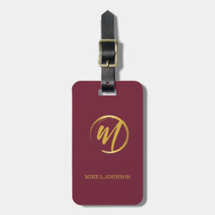 Elegant Burgundy Monogram Gepäckanhänger