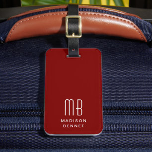 Elegant Burgundy Monogram Gepäckanhänger