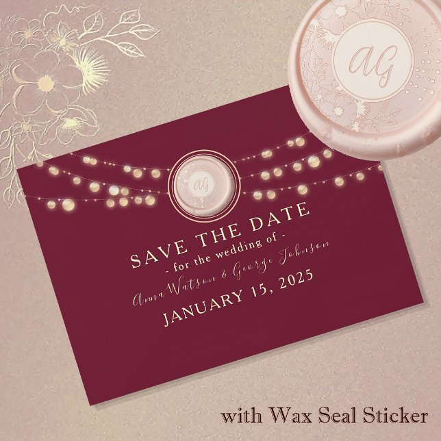 Elegant-Burgundy-Monogram-Hochzeit speichert das D Save The Date (Von Creator hochgeladen)