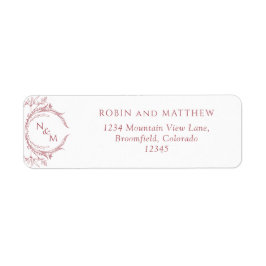 Elegant Burgundy Monogram Wedding Rücksendeadresse