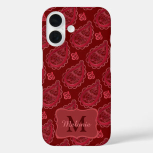 Elegant Burgundy Paisley Pattern Personalisiert iPhone 16 Hülle