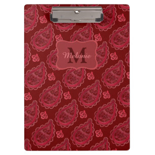 Elegant Burgundy Paisley Pattern Personalisiert Klemmbrett