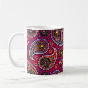 Elegant Burgundy Paisley und Mandala Pattern Kaffeetasse