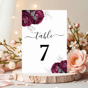 Elegant Burgundy Peonies Floral Tischnummer