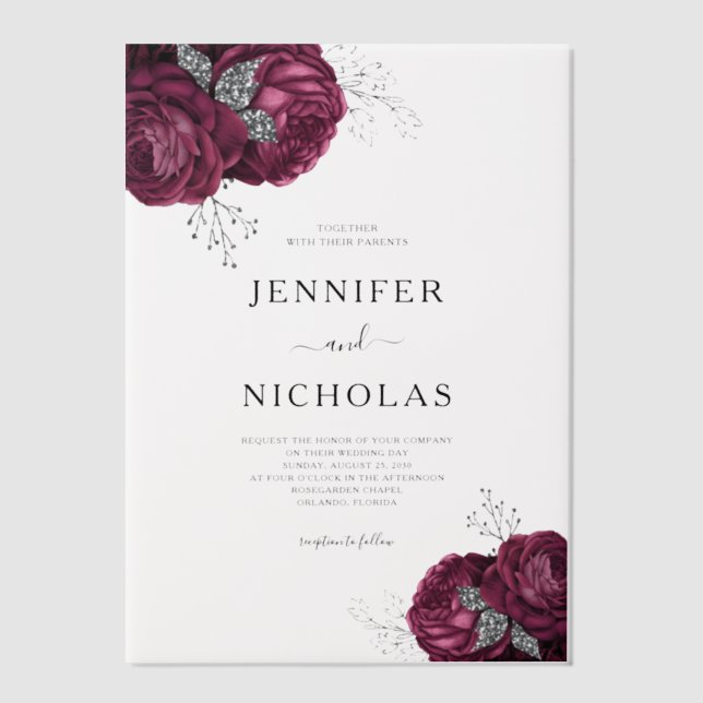 Elegant Burgundy Peonies Floral Wedding (Vorderseite)