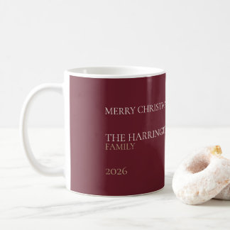 Elegant Burgundy Personalized Family Christmas Mug Kaffeetasse