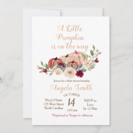 Elegant Burgundy Pumpkin Baby Shower Einladung