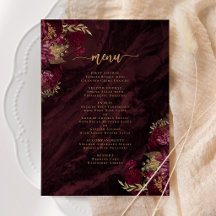 Elegant Burgundy Red Gold Floral Wedding