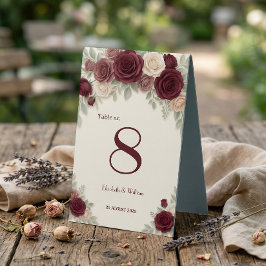 Elegant Burgundy Rose Chic Wedding Tischaufsteller
