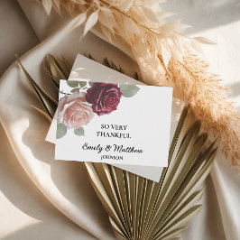 Elegant Burgundy Rose Wedding Dankeschön Card