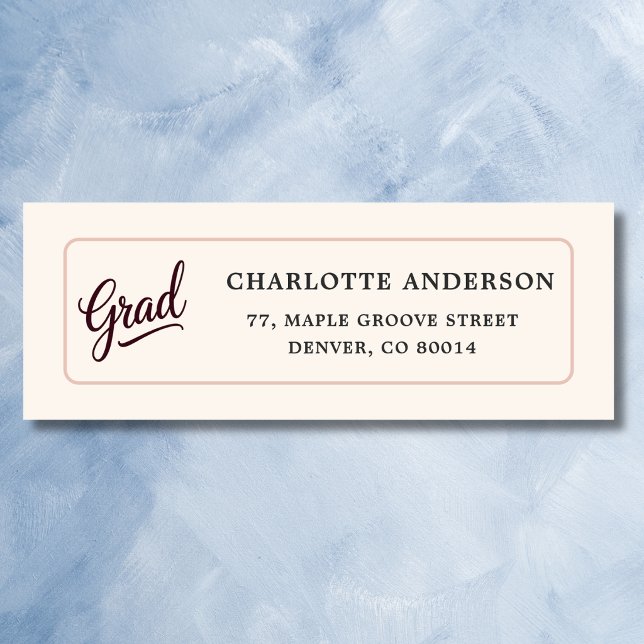 Elegant Burgundy Script Grad Return Label (Von Creator hochgeladen)