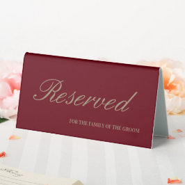Elegant Burgundy Script Wedding reserviert Tischaufsteller