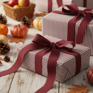 Elegant Burgundy Thin Striped Geschenkpapier