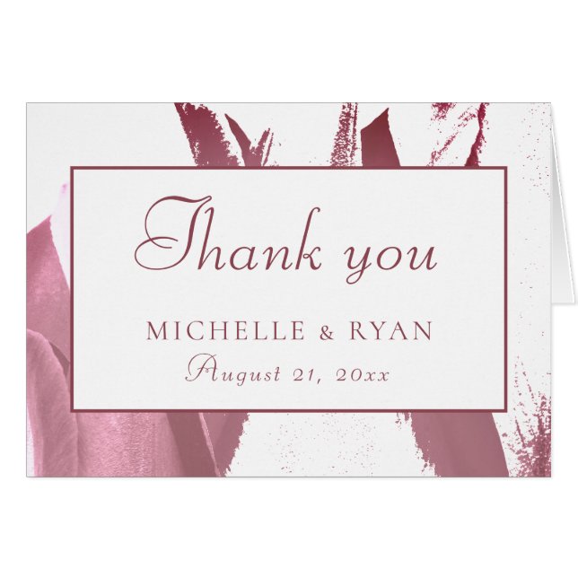 Elegant Burgundy Tulip Floral Wedding Vielen Dank (Vorderseite (Horizontal))