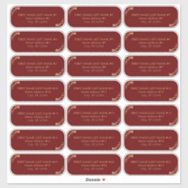 Elegant Burgundy und Gold Wedding Guest Address Aufkleber