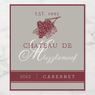 Elegant Burgundy und Silver Weinetikett