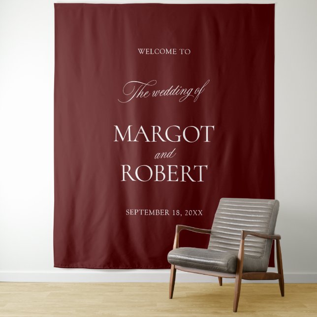 Elegant Burgundy Wedding Backdrops Banner Wandteppich (Beispiel)