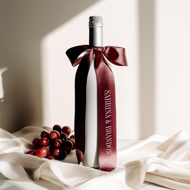 Elegant Burgundy Wedding Custom Names  Satinband (Elegant Burgundy Wedding Custom Names Satin Ribbon)