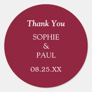 Elegant Burgundy Wedding Dankeschön Sticker