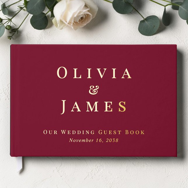Elegant Burgundy Wedding Gästebuch (Elegant Burgundy Wedding Foil Guest Book)