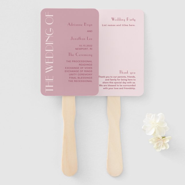 Elegant Burgundy Wedding Hand Fan Fächer (Vorne und Hinten)
