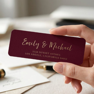 Elegant Burgundy Wedding Return Address Label 