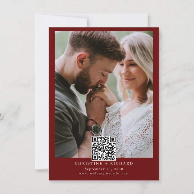 Elegant Burgundy Wedding Save the Date (Rückseite)