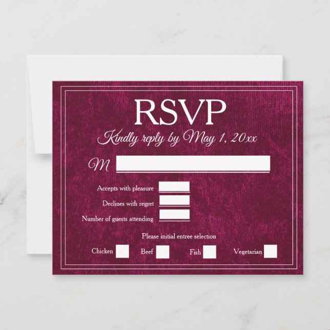 Elegant Burgundy Wine Berry Velvet RSVP Wedding (Vorderseite)