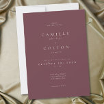 Elegant Burgundy Wine Minimalist Wedding Einladung<br><div class="desc">Celebrate your love with this minimalist burgundy wine wedding invitation design. Featuring an elegant simple design,  it's perfect for an autumn ceremony. This earthy,  modern shade offers a warm and sophisticated feel for your seasonal wedding. Created by Simply Farmhouse Press.</div>