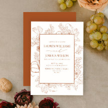 Elegant Burnt Orange Blumenstrauch Art Wedding Inv