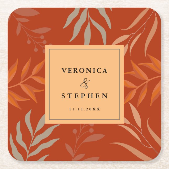 Elegant Burnt orange boho Paper Napkin Rechteckiger Pappuntersetzer (Vorderseite)