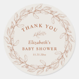 Elegant Burnt Orange Botanical Thank You Runder Aufkleber