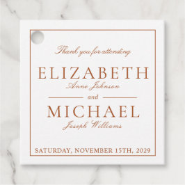 Elegant Burnt Orange Classic Script Wedding Geschenkanhänger