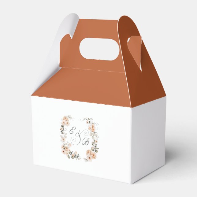 Elegant Burnt Orange Floral Garden Monogram Geschenkschachtel (Vorderseite)