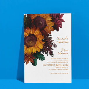 Elegant Burnt Orange Floral Wedding Einladung