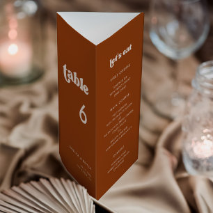 Élégant Burnt Orange Menu & Numéro de table triplé