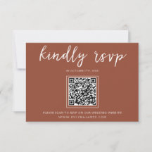 Elegant Burnt Orange Script QR Code Boho Wedding