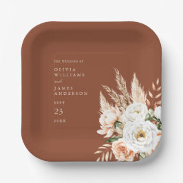 Elegant Burnt Orange Terracotta Hochzeitsfeier Pappteller