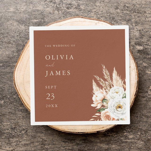 Elegant Burnt Orange Terracotta Hochzeitsfeier Serviette (Von Creator hochgeladen)