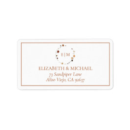 Elegant Burnt Orange Wappen Monogram Address Adressaufkleber