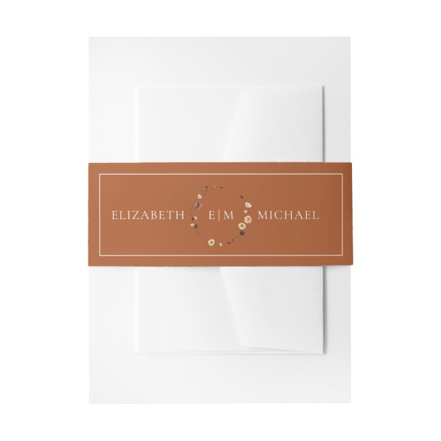 Elegant Burnt Orange Wappen Monogram Wedding Einladungsbanderole (Vorderseite Beispiel)