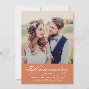 Elegant Burnt Orange Wedding Foto Empfang Einladung